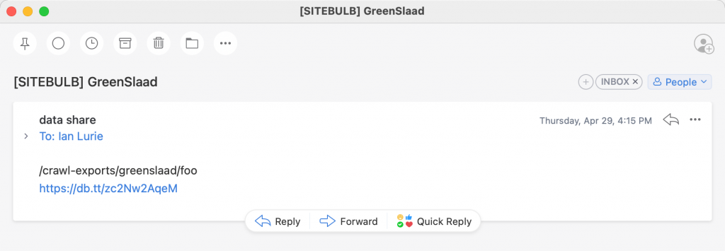 Sitebulb crawl complete, and Zapier sent me an email notification. Nice!