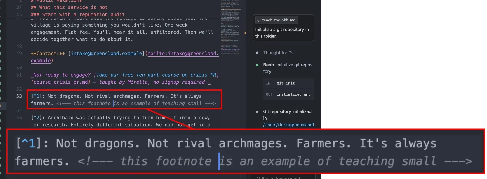 Annotation example in Markdown file