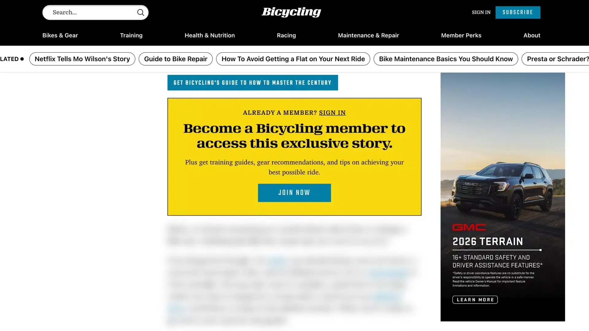 Bicycling Magazine gates their learning content. Don't be like Bicycling.