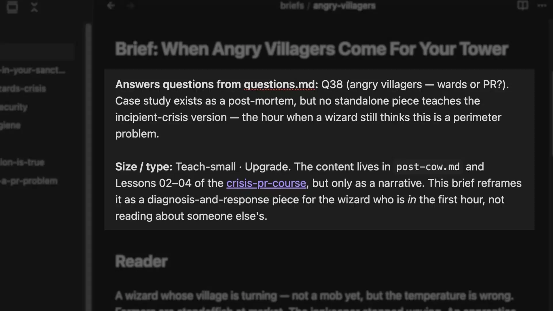 Content brief in the LLM wiki
