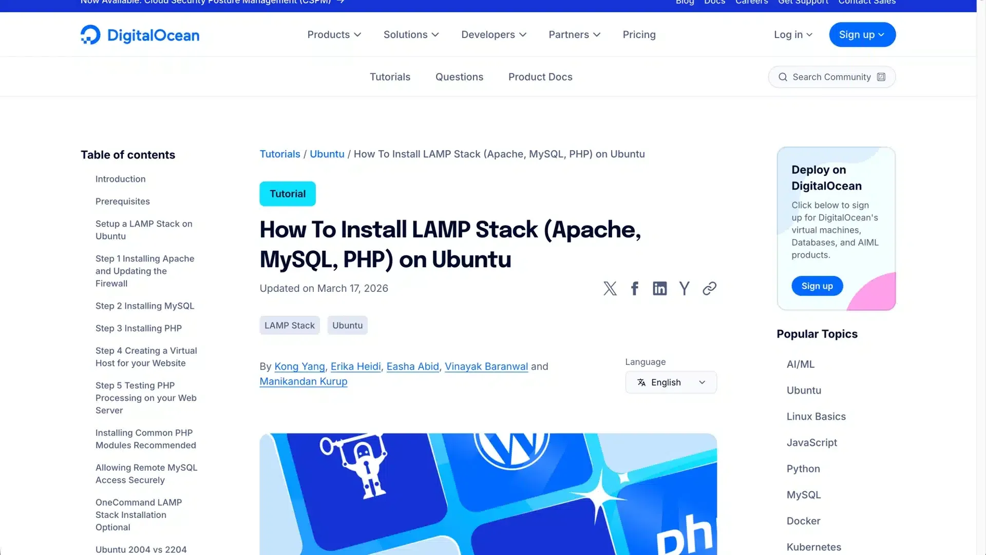 Digital Ocean's server configuration guides