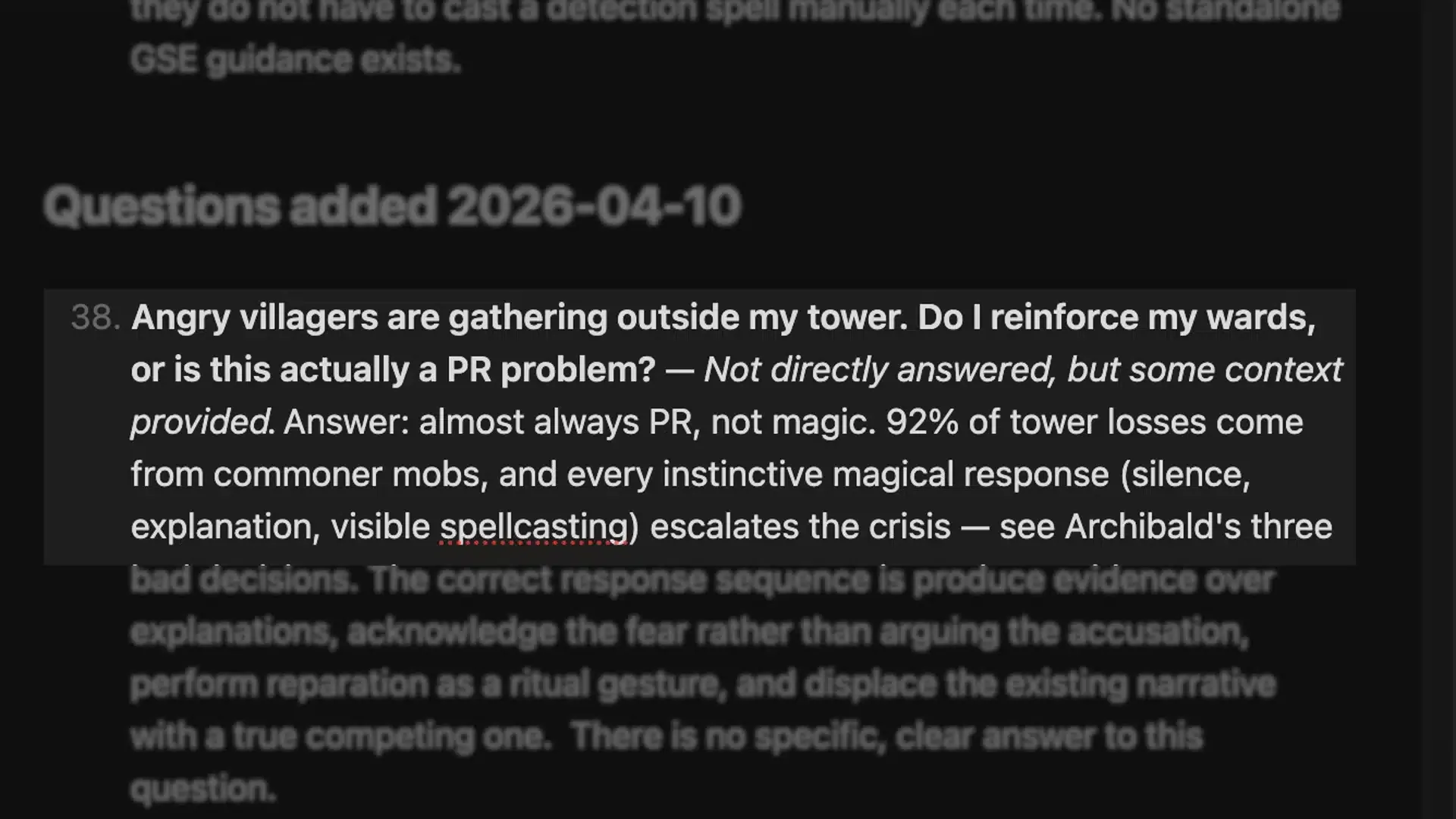Questions list in the LLM wiki