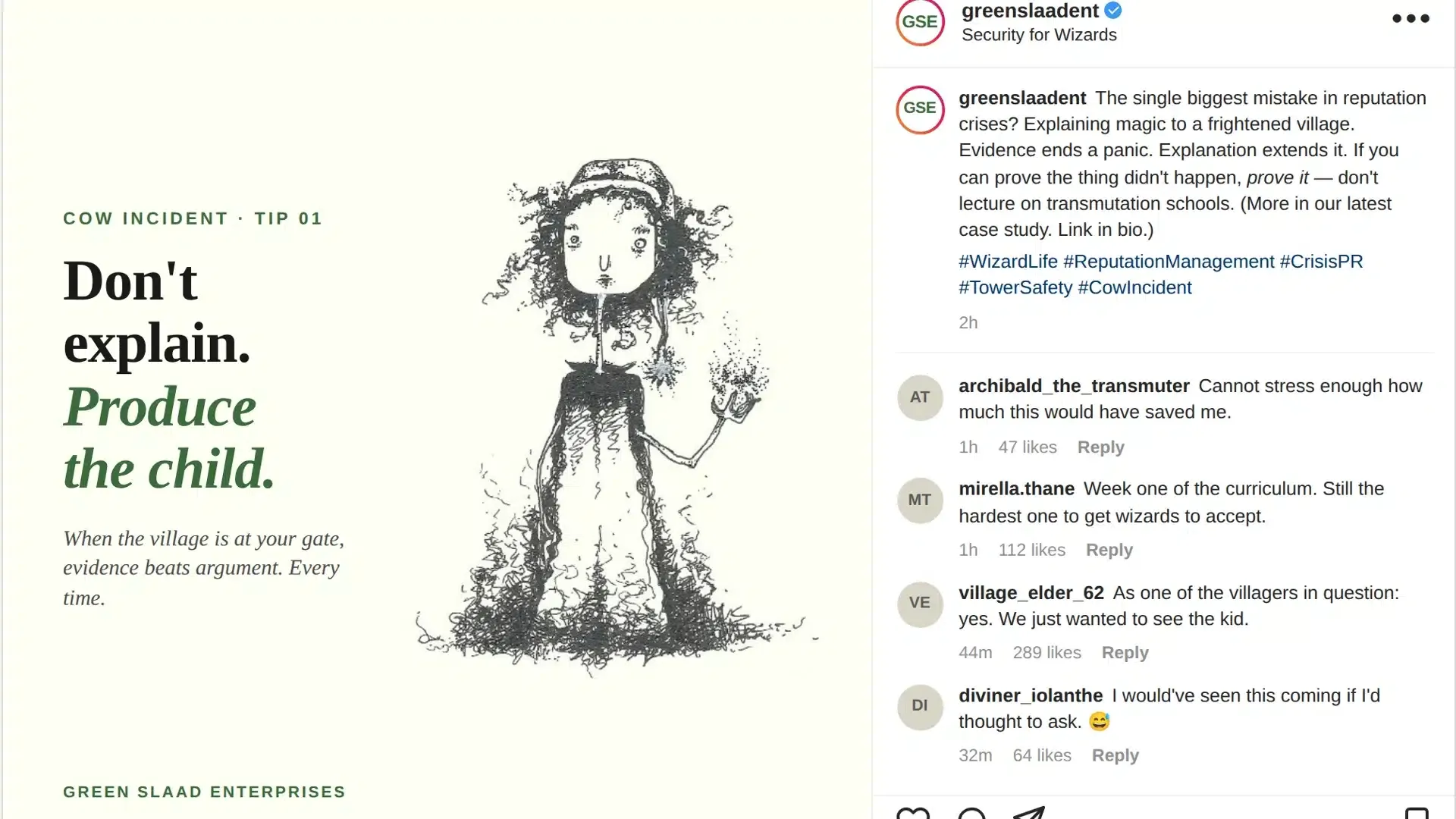 Teaching small in an instagram post.